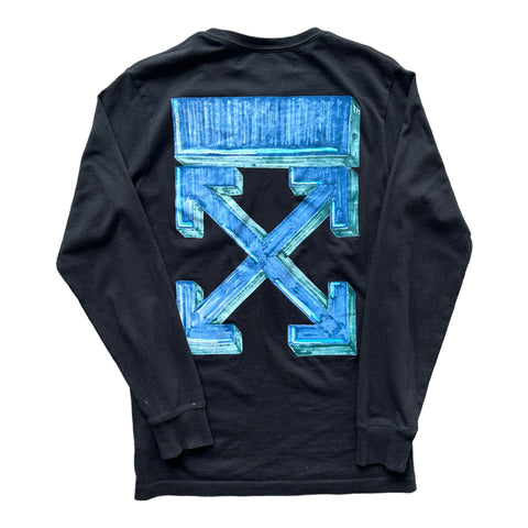 Off-White Blue 3D Abstract Logo Long Sleeve